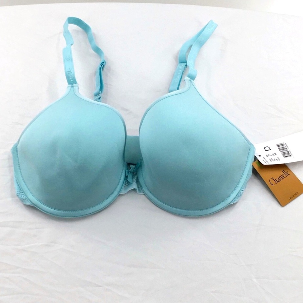 Chantelle C Ideal Plunge T Shirt Bra Full Coverage Smoothing Back Blue Sz 32 D